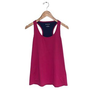 Fabletics Tank Top Size Large  10 US Pink Magenta Navy‎ Mesh Flowy Racerback